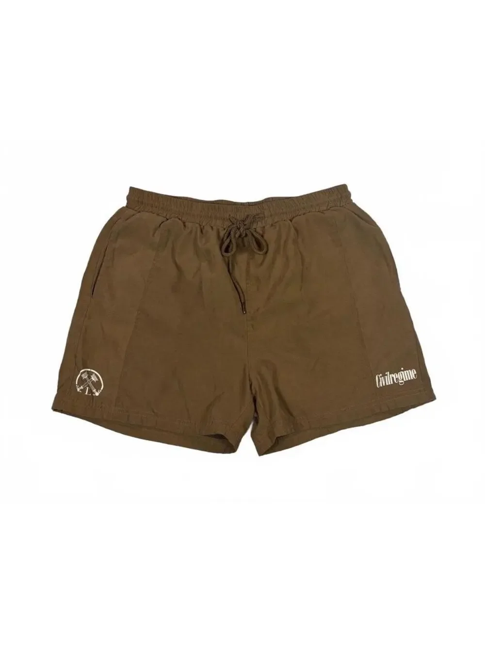 Streetwear Civil Regime Swim Trunks Mens L Brown Mesh Lined Drawstring Shorts